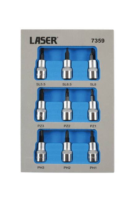Laser Tools 7359 Socket Bit Set 3/8"D 9pc Laser Tools