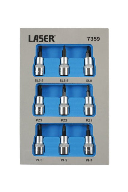 Laser Tools 7359 Socket Bit Set 3/8"D 9pc Laser Tools