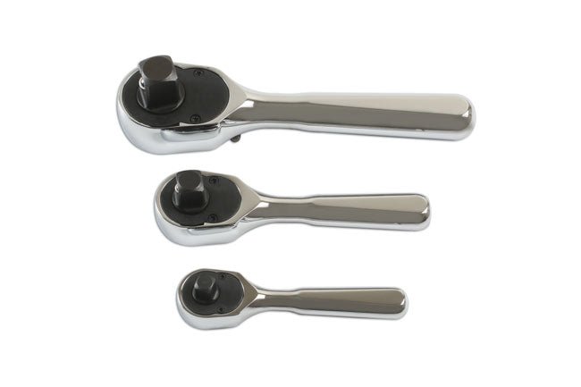 Laser Tools 7388 Stubby Ratchet Set 1/4"D, 3/8"D, 1/2"D 3pc Laser Tools