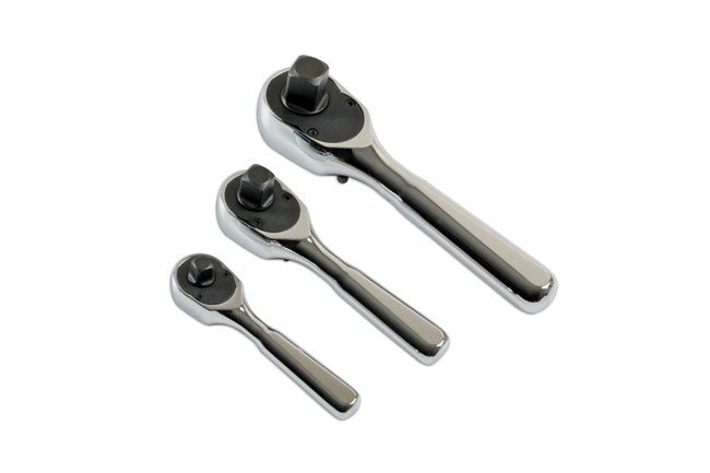 Laser Tools 7388 Stubby Ratchet Set 1/4"D, 3/8"D, 1/2"D 3pc Laser Tools
