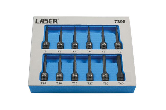 Laser Tools 7398 Impact Star Socket Bit Set 1/4"D 12pc Laser Tools