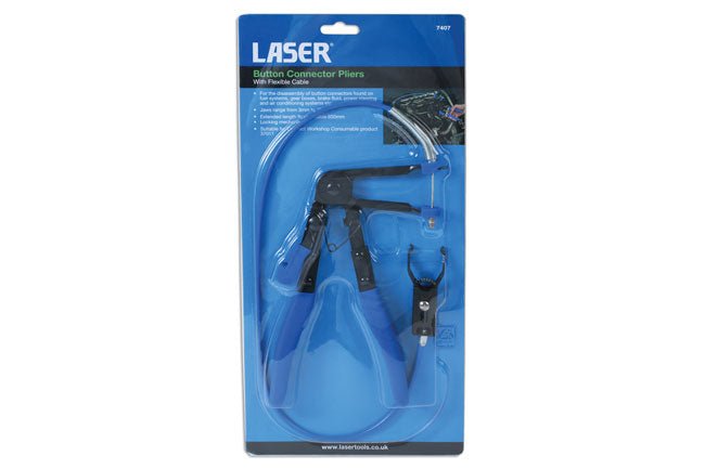 Laser Tools 7407 Button Connector Pliers with Flexible Cable Laser Tools