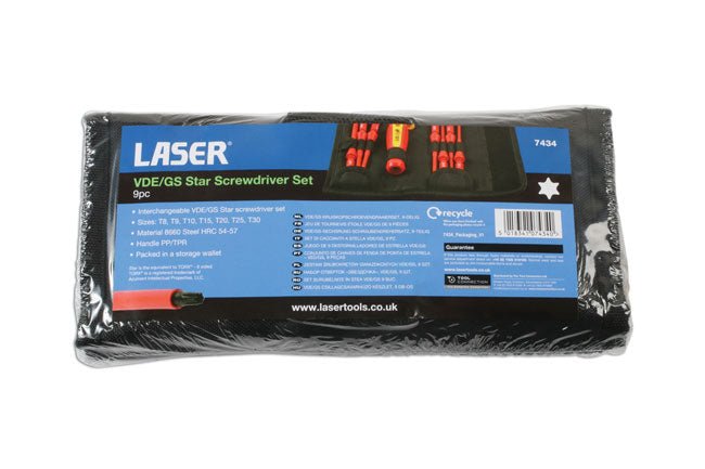 Laser Tools 7434 Insulated Star* Screwdriver Set 9pc Laser Tools