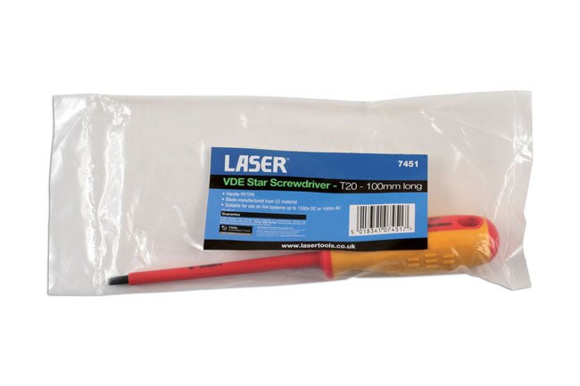 Laser Tools 7451 Insulated Star* Screwdriver T20 Laser Tools