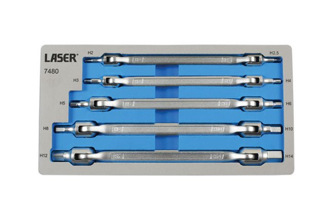 Laser Tools 7480 Double Ended Flexible Hex Bit Set 5pc Laser Tools
