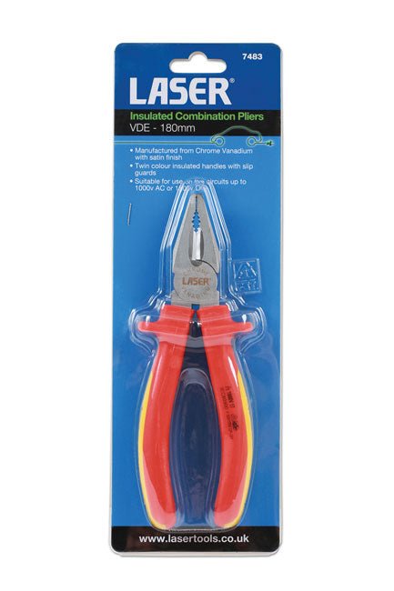 Laser Tools 7483 Insulated Combination Pliers 180mm Laser Tools