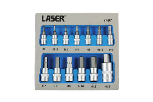 Laser Tools 7497 Security Hex Socket Bit Set 1/4"D, 3/8"D, 1/2"D 13pc Laser Tools