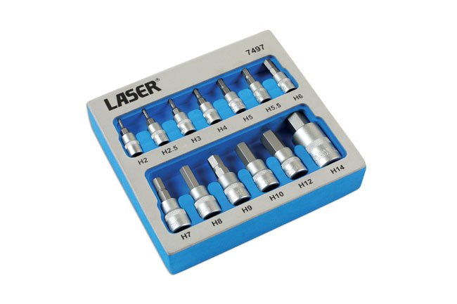 Laser Tools 7497 Security Hex Socket Bit Set 1/4"D, 3/8"D, 1/2"D 13pc Laser Tools