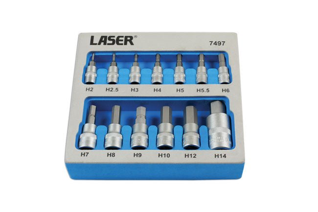 Laser Tools 7497 Security Hex Socket Bit Set 1/4"D, 3/8"D, 1/2"D 13pc Laser Tools