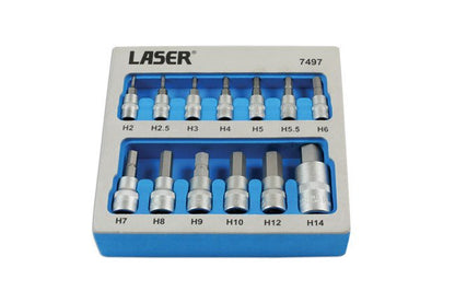 Laser Tools 7497 Security Hex Socket Bit Set 1/4"D, 3/8"D, 1/2"D 13pc Laser Tools