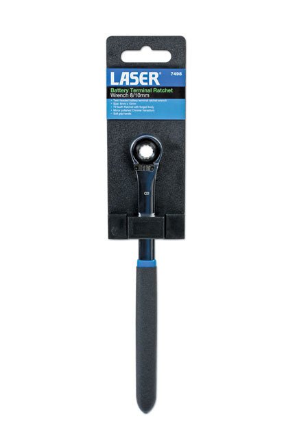 Laser Tools 7498 Battery Terminal Ratchet Wrench 8 x 10mm Laser Tools