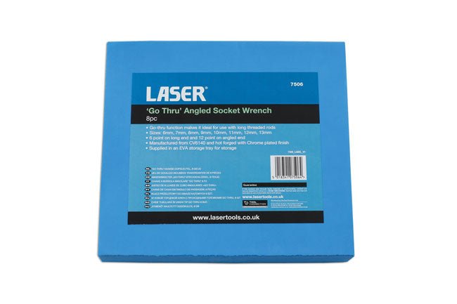 Laser Tools 7506 Go Thru Angled Socket Spanner Set 8pc Laser Tools