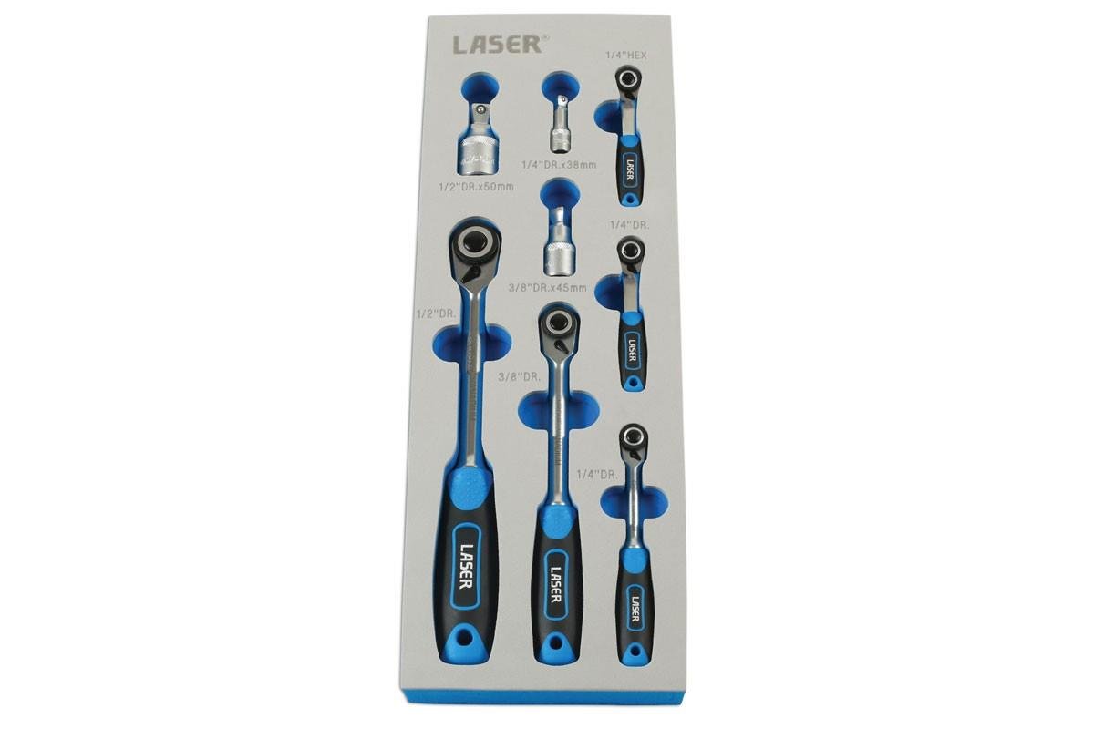 Laser Tools 7548 Micro Head Ratchet Set 1/4"D, 3/8"D, 1/2"D 8pc Laser Tools
