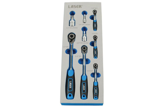 Laser Tools 7548 Micro Head Ratchet Set 1/4"D, 3/8"D, 1/2"D 8pc Laser Tools