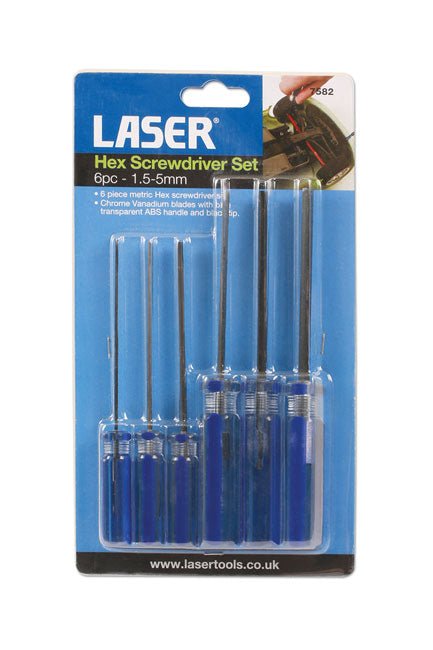 Laser Tools 7582 Hex Screwdriver Set 1.5 - 5mm 6pc Laser Tools