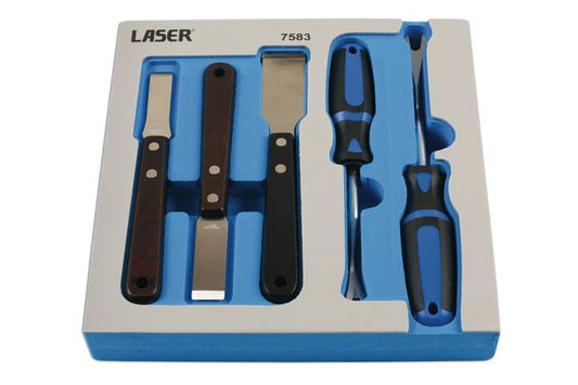 Laser Tools 7583 Clip Remover & Tungsten Tipped Scraper Set 5pc Laser Tools