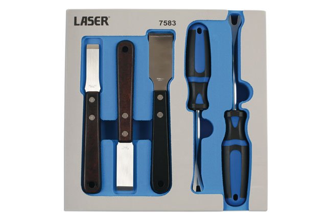 Laser Tools 7583 Clip Remover & Tungsten Tipped Scraper Set 5pc Laser Tools