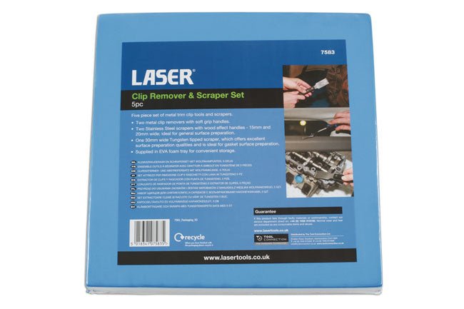 Laser Tools 7583 Clip Remover & Tungsten Tipped Scraper Set 5pc Laser Tools