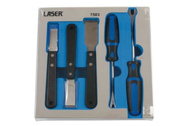 Laser Tools 7583 Clip Remover & Tungsten Tipped Scraper Set 5pc Laser Tools
