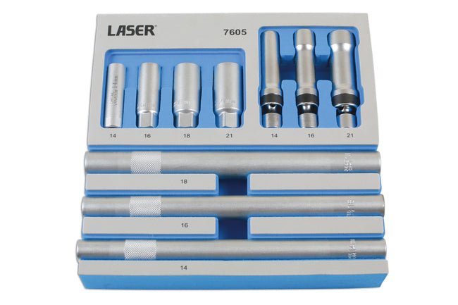 Laser Tools 7605 Spark Plug Socket Set 3/8"D 10pc Laser Tools