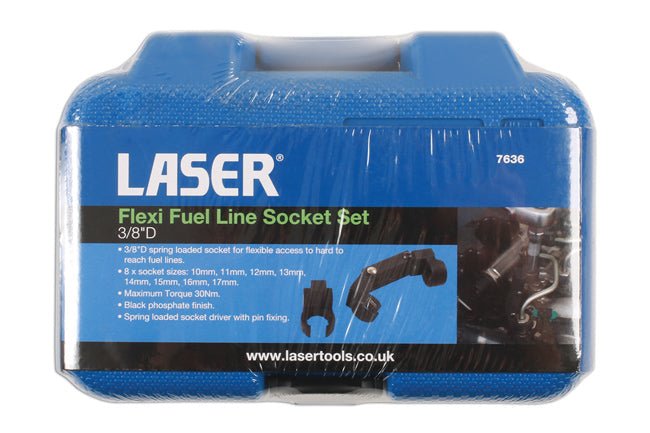 Laser Tools 7636 Flexi Fuel Line Socket Set 3/8"D Laser Tools