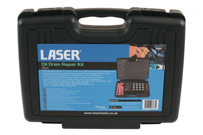 Laser Tools 7663 Oil Drain Repair Kit 38pc Laser Tools