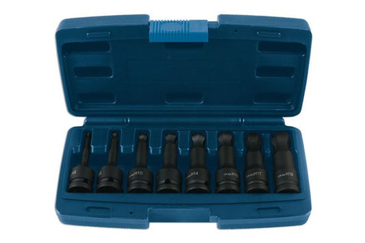 Laser Tools 7672 Ball End Impact Hex Socket Bit Set 1/2"D 8pc Laser Tools
