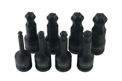Laser Tools 7672 Ball End Impact Hex Socket Bit Set 1/2"D 8pc Laser Tools