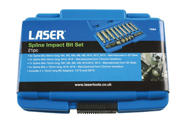 Laser Tools 7684 Spline Impact Bit Set 21pc Laser Tools