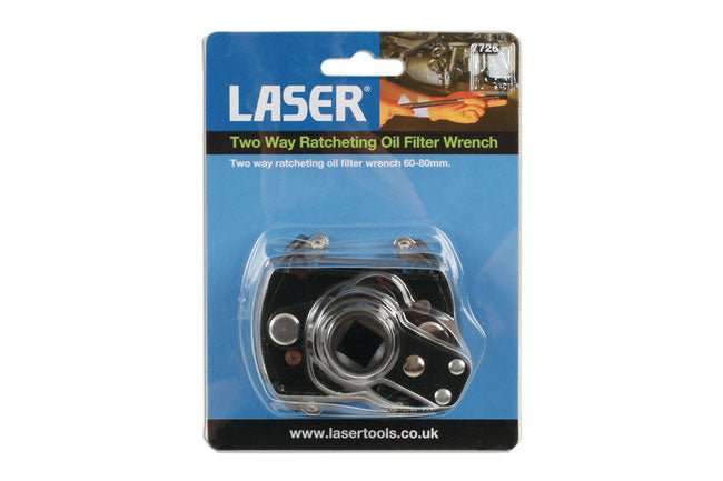 Laser Tools 7726 Two Way Ratcheting Oil Filter Wrench 60 - 80mm Laser Tools