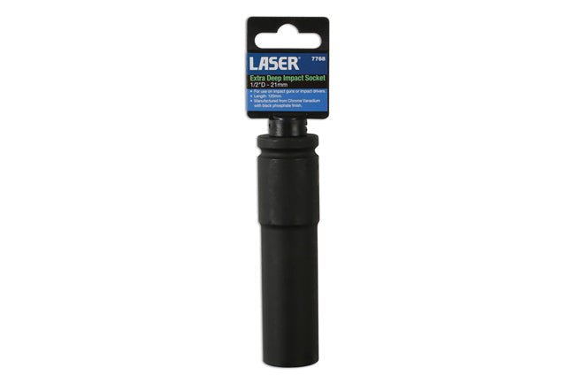 Laser Tools 7768 Extra Deep Impact Socket 1/2"D 21mm Laser Tools