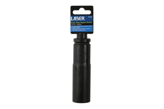 Laser Tools 7770 Extra Deep Impact Socket 1/2"D 24mm Laser Tools
