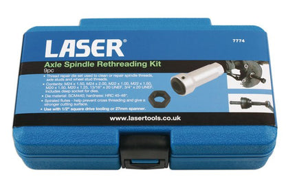 Laser Tools 7774 Axle Spindle Rethreading Kit 9pc Laser Tools