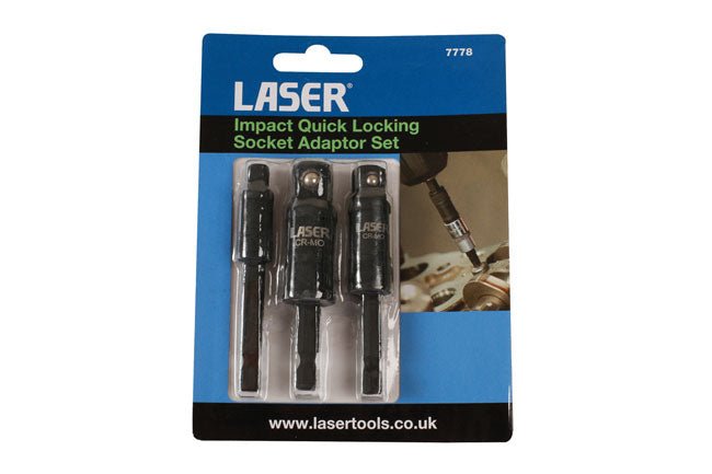 Laser Tools 7778 Impact Quick Locking Socket Adaptor Set 75mm 3pc Laser Tools