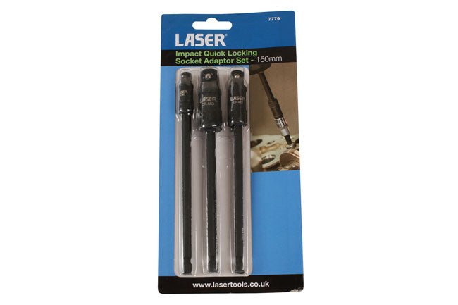 Laser Tools 7779 Impact Quick Locking Socket Adaptor Set 150mm 3pc Laser Tools