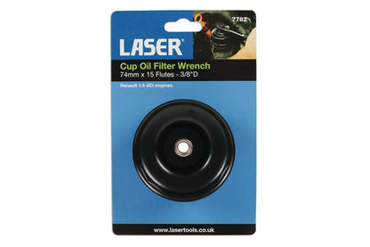 Laser Tools 7782 Oil Filter Wrench 3/8"D - 74mm x 15 Flutes Laser Tools