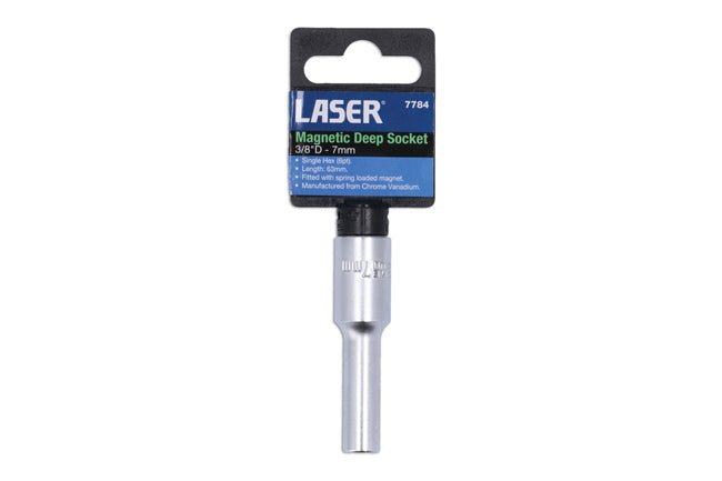 Laser Tools 7784 Magnetic Deep Socket 3/8"D 7mm Laser Tools