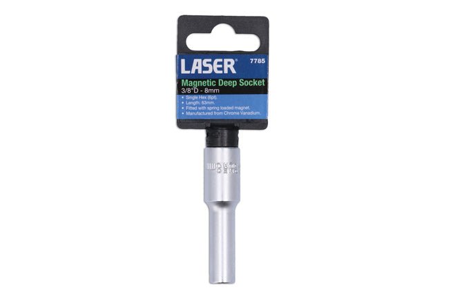 Laser Tools 7785 Magnetic Deep Socket 3/8"D 8mm Laser Tools
