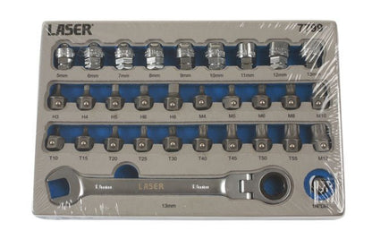 Laser Tools 7799 Low Profile Bit & Alldrive Go Thru Socket Set 31pc Laser Tools