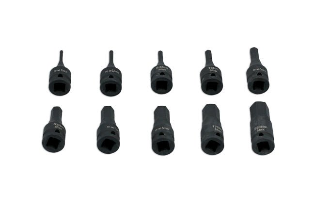 Laser Tools 7838 Impact Hex Socket Bit Set 1/4"D 10pc Laser Tools