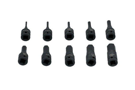Laser Tools 7838 Impact Hex Socket Bit Set 1/4"D 10pc Laser Tools