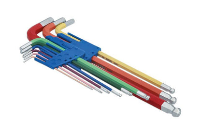 Laser Tools 7869 Colour Coded Hex Key Set - Ball End 9pc Laser Tools