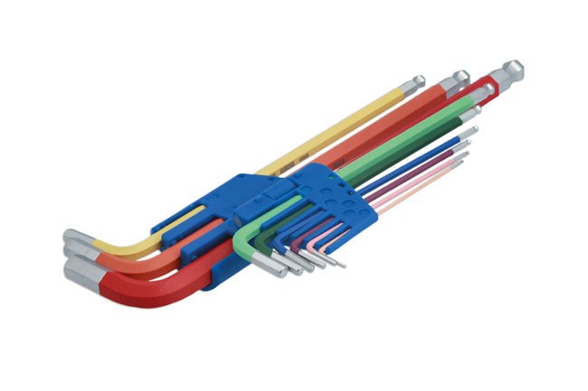 Laser Tools 7869 Colour Coded Hex Key Set - Ball End 9pc Laser Tools