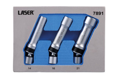 Laser Tools 7891 Universal Joint Spark Plug Socket Set 3/8"D 3pc Laser Tools