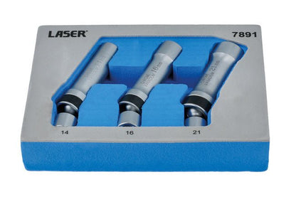 Laser Tools 7891 Universal Joint Spark Plug Socket Set 3/8"D 3pc Laser Tools