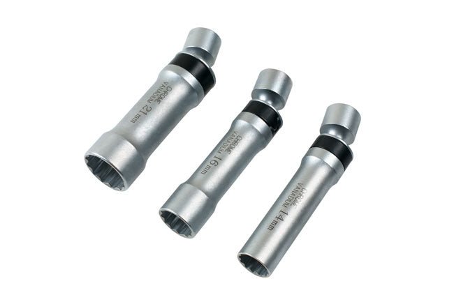 Laser Tools 7891 Universal Joint Spark Plug Socket Set 3/8"D 3pc Laser Tools