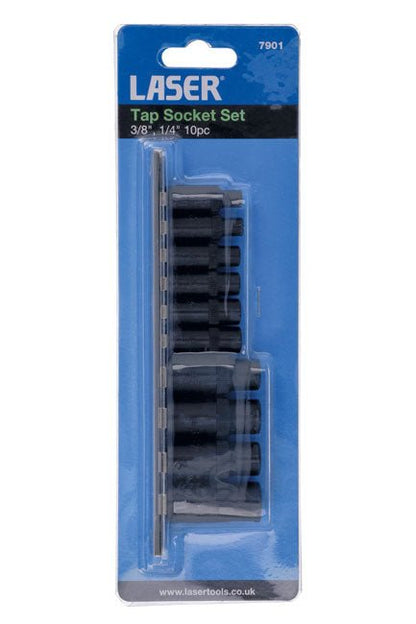 Laser Tools 7901 Tap Socket Set 3/8"D, 1/4"D 10pc Laser Tools