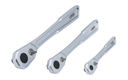 Laser Tools 7937 Slim Handle Ratchet Set 1/4"D, 3/8"D, 1/2"D 3pc Laser Tools