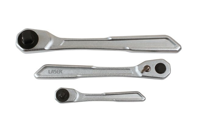 Laser Tools 7937 Slim Handle Ratchet Set 1/4"D, 3/8"D, 1/2"D 3pc Laser Tools