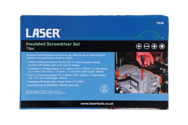 Laser Tools 7939 Insulated Screwdriver Set 13pc Laser Tools